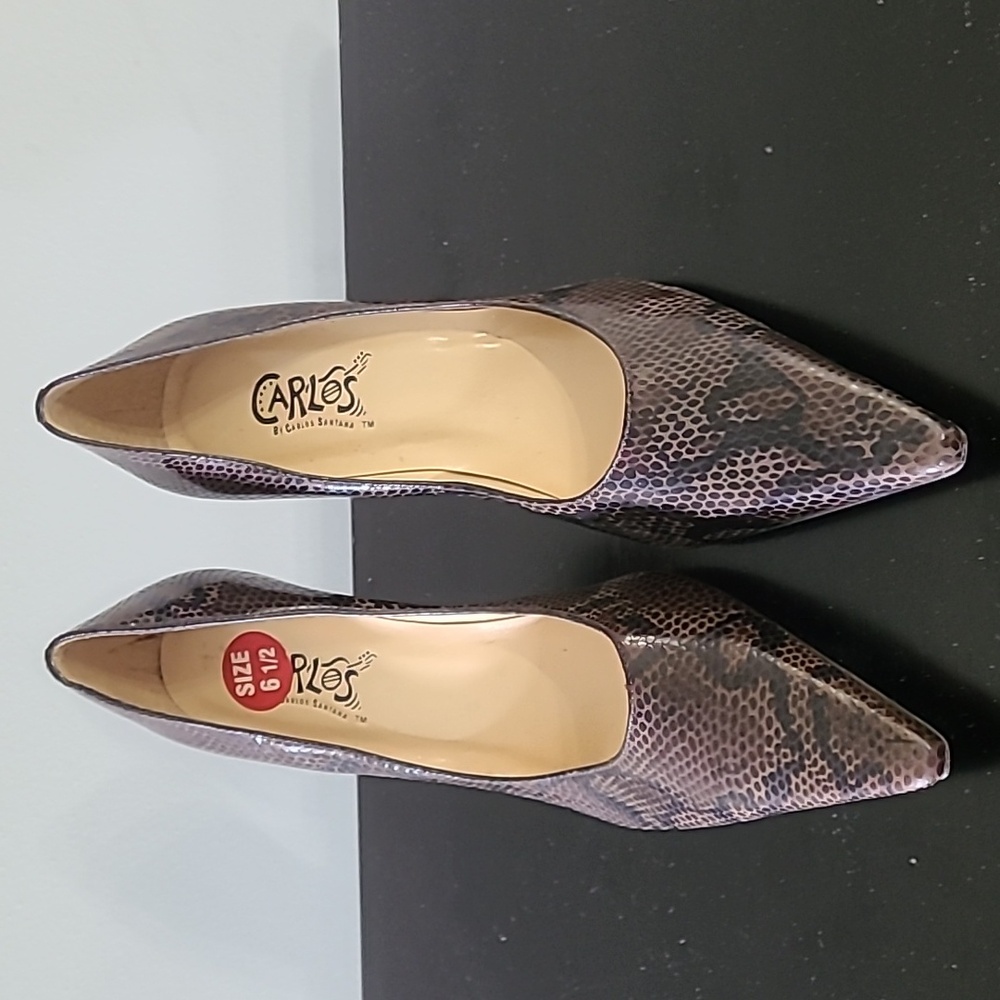 Carlos Leather Snake Print Pumps